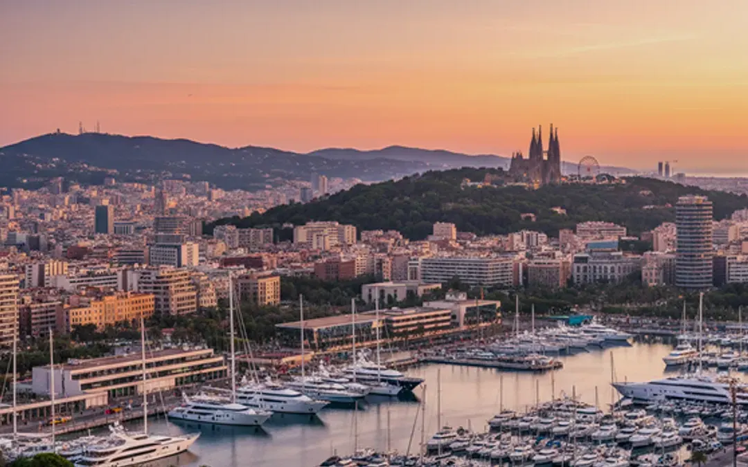 Barcelona to Sitges private transfer destination at sunset